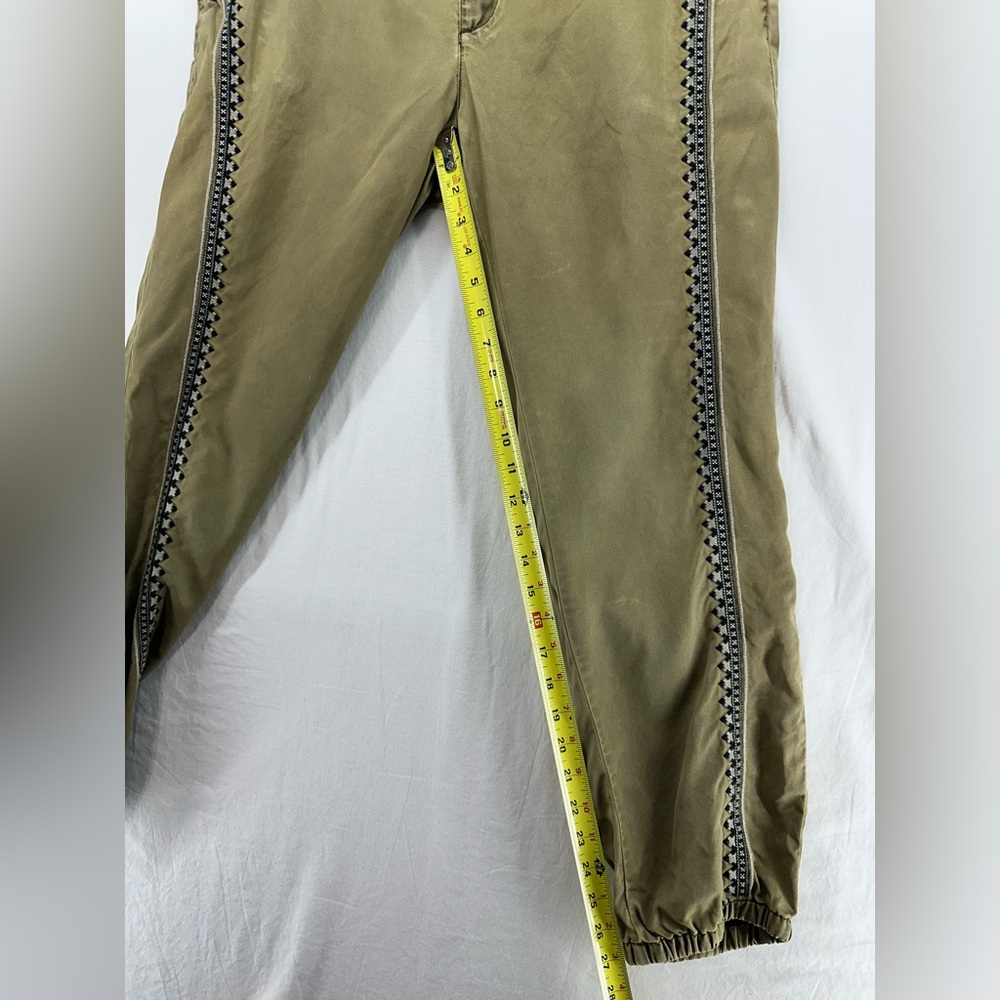 Anthropologie Jogger Pants Green Embroidered Boho Stretch Womens Size M - Picture 6 of 8